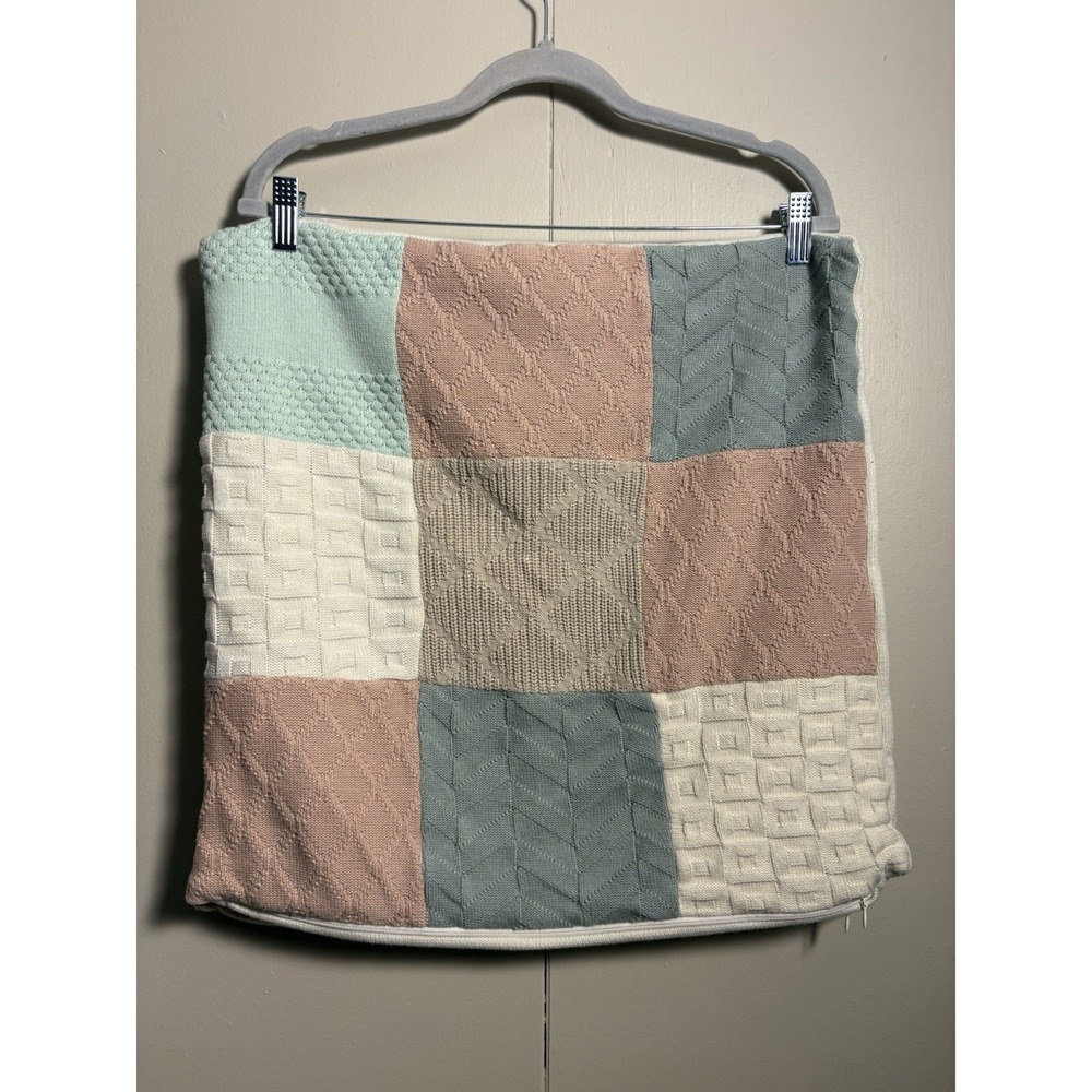 Workshop Home By Republic Knit Patchwork Pillow Covers 20x20 Set of 2 Pastel
